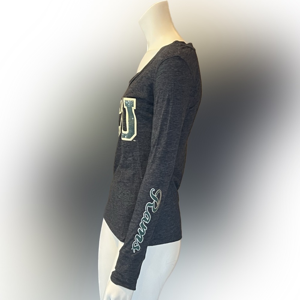 CSU Colorado State Rams Women’s S Long Sleeve Shirt Gray + Green + Tan Sequins - Picture 4 of 9